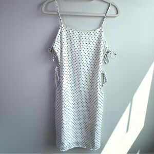 Endless Blu White Polka Dot Mini Dress With Cut Outs  Tie Sides Size M